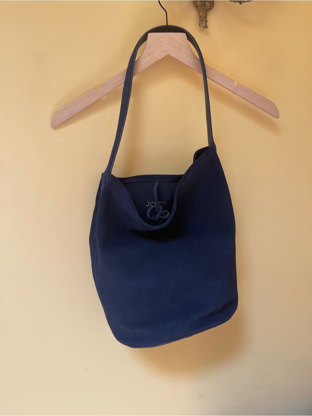 J. Crew Navy Suede Bucket Shoulder Bag NWT /J Crew Dust Bag /